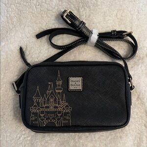 Disneyland Dooney & Bourke Black & Gold Sleeping Beauty’s Camera Crossbody Bag